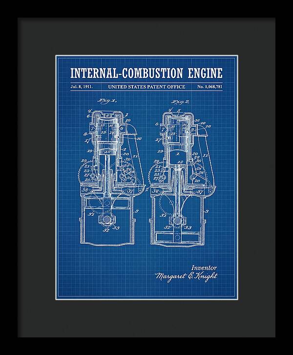 Internal Combustion Engine Margaret Knight Blueprint Patent Us1068781a