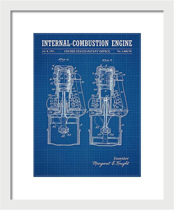 Internal Combustion Engine Margaret Knight Blueprint Patent Us1068781a