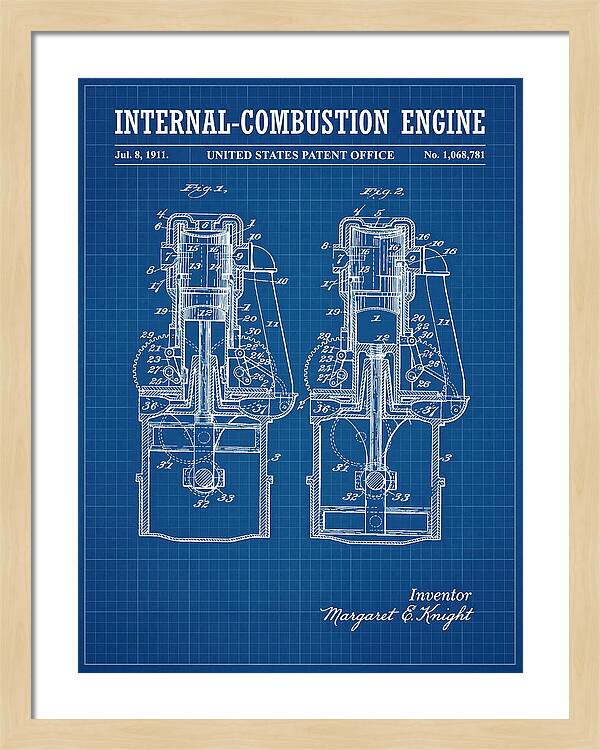 Internal Combustion Engine Margaret Knight Blueprint Patent Us1068781a