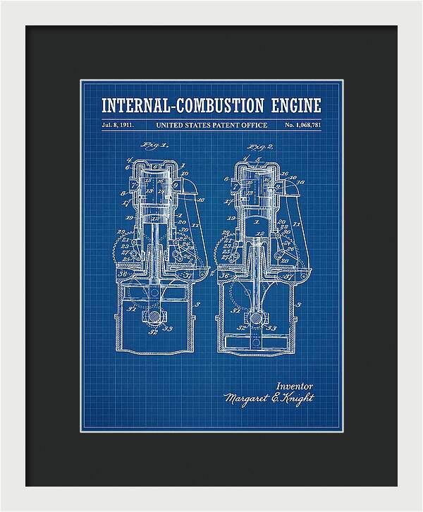 Internal Combustion Engine Margaret Knight Blueprint Patent Us1068781a