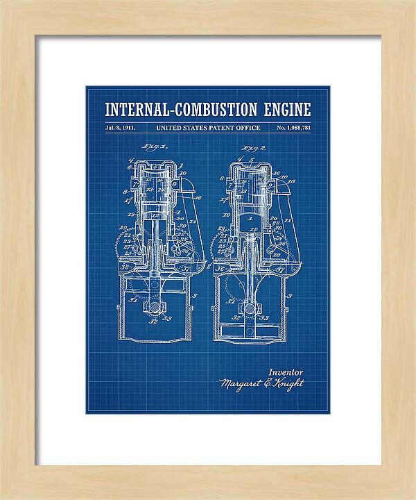 Internal Combustion Engine Margaret Knight Blueprint Patent Us1068781a