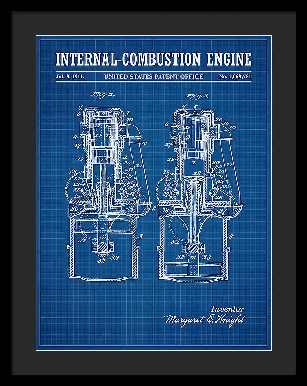 Internal Combustion Engine Margaret Knight Blueprint Patent Us1068781a