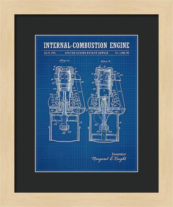 Internal Combustion Engine Margaret Knight Blueprint Patent Us1068781a