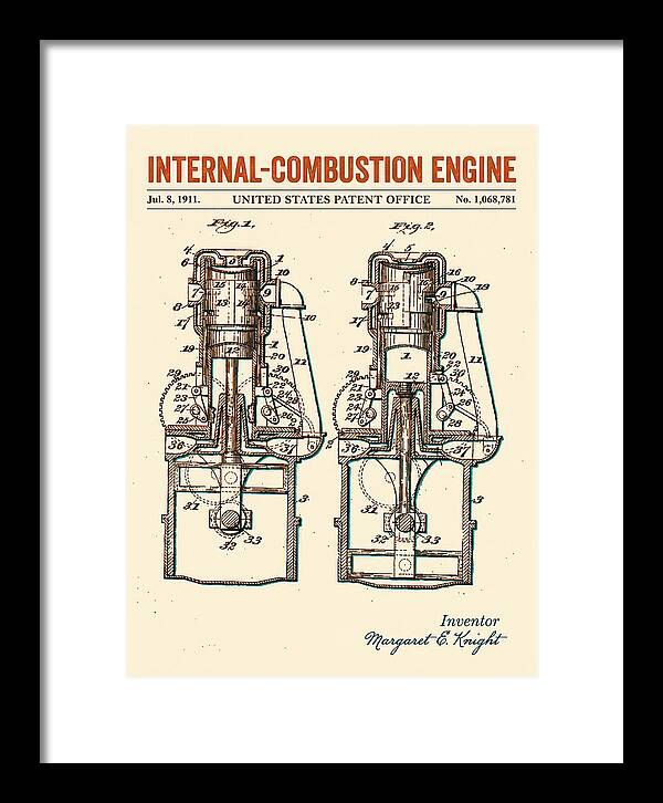Internal Combustion Engine Margaret Knight Retro Patent Us1068781a