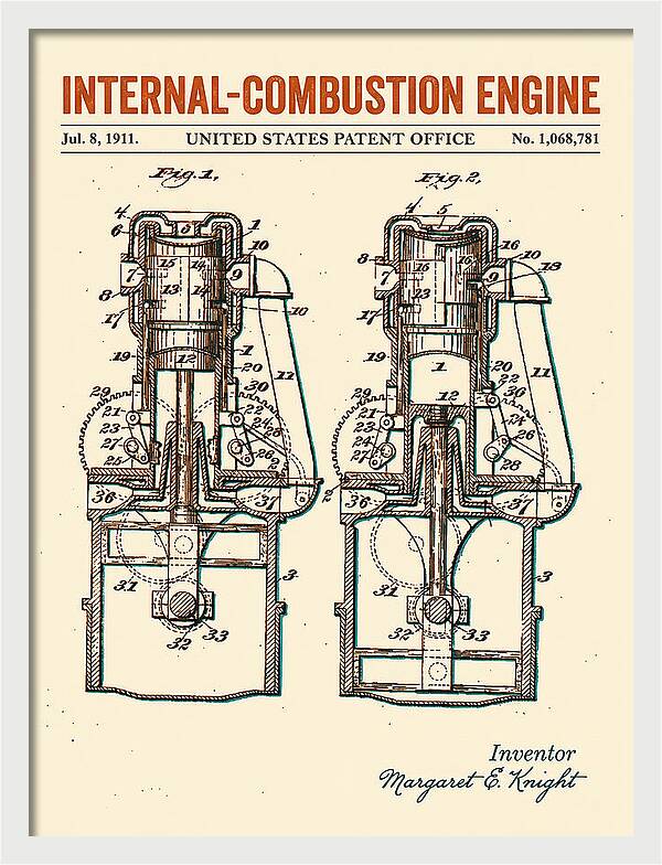 Internal Combustion Engine Margaret Knight Retro Patent Us1068781a