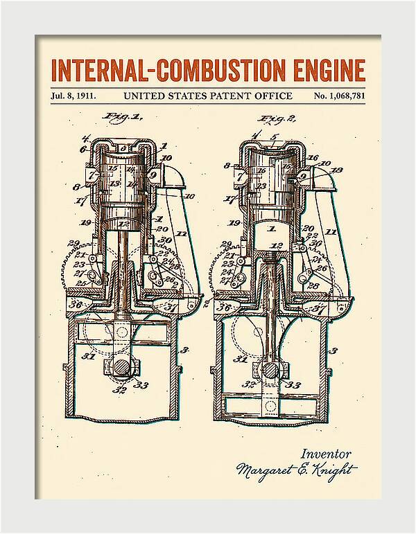 Internal Combustion Engine Margaret Knight Retro Patent Us1068781a