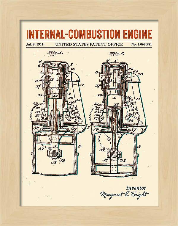 Internal Combustion Engine Margaret Knight Retro Patent Us1068781a