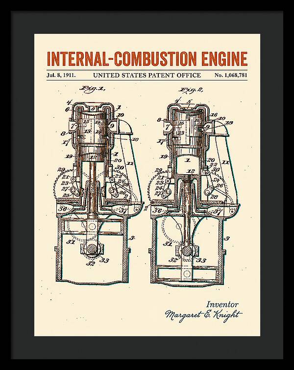 Internal Combustion Engine Margaret Knight Retro Patent Us1068781a