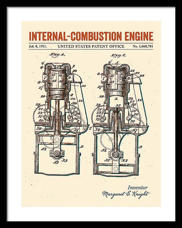 Internal Combustion Engine Margaret Knight Retro Patent Us1068781a
