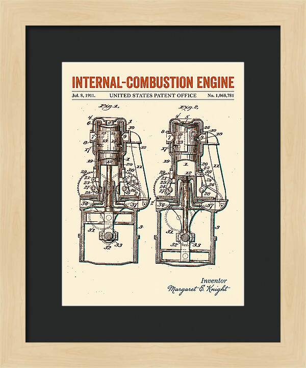 Internal Combustion Engine Margaret Knight Retro Patent Us1068781a