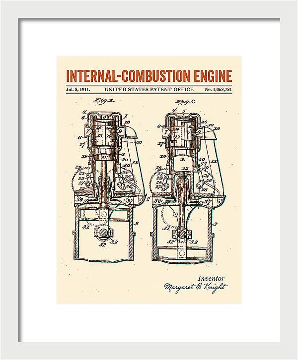 Internal Combustion Engine Margaret Knight Retro Patent Us1068781a