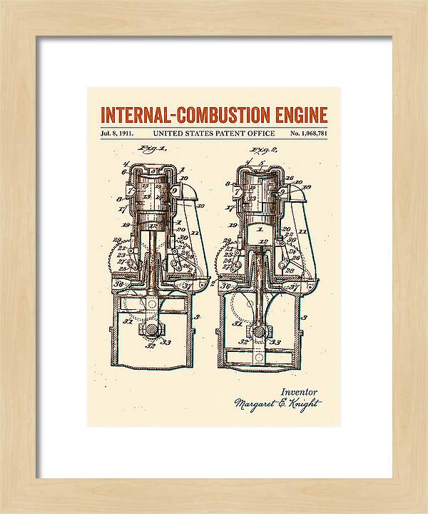 Internal Combustion Engine Margaret Knight Retro Patent Us1068781a