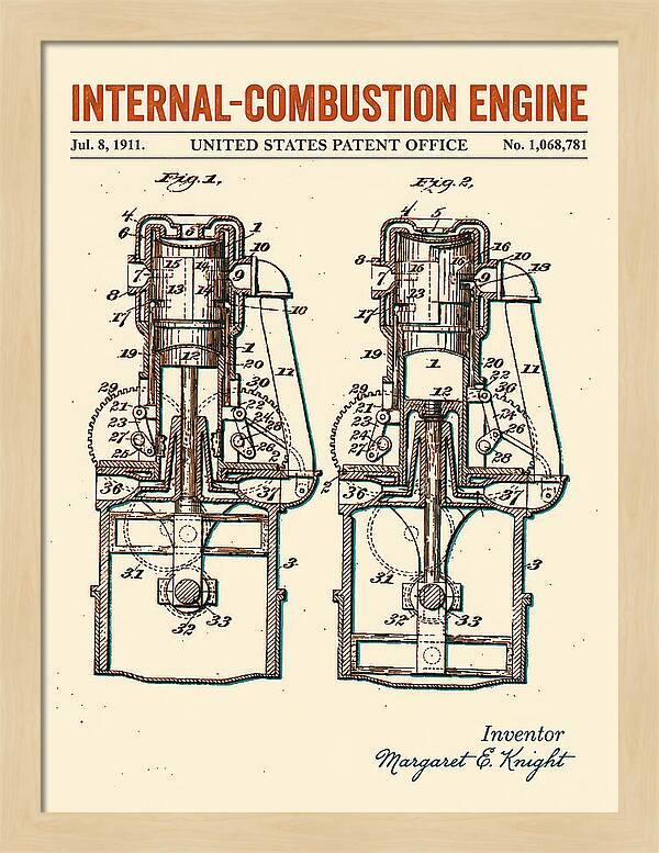Internal Combustion Engine Margaret Knight Retro Patent Us1068781a
