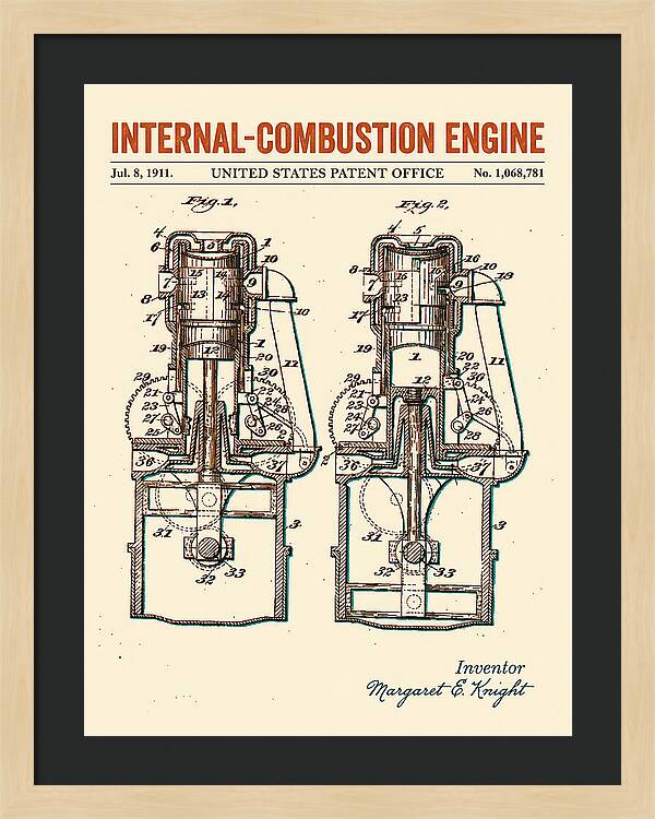 Internal Combustion Engine Margaret Knight Retro Patent Us1068781a