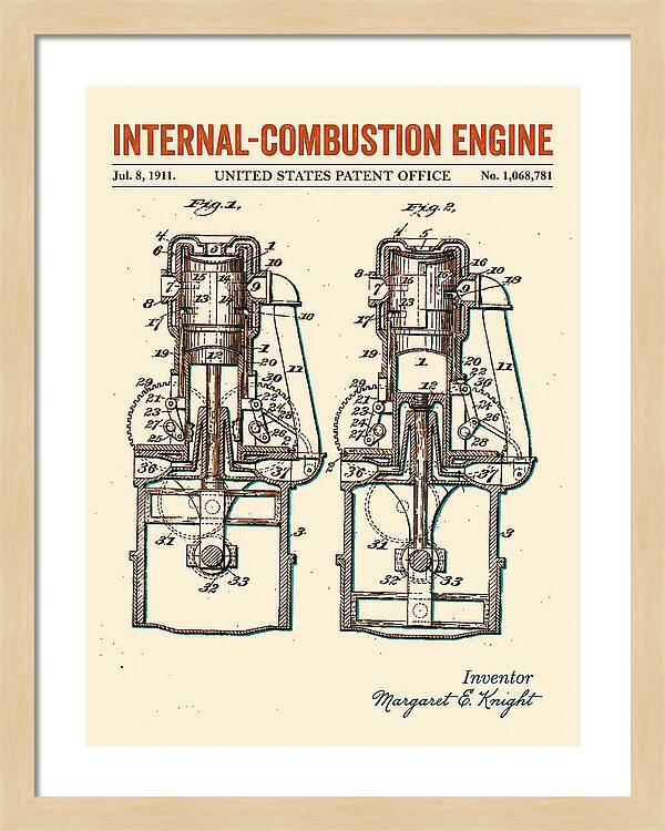 Internal Combustion Engine Margaret Knight Retro Patent Us1068781a