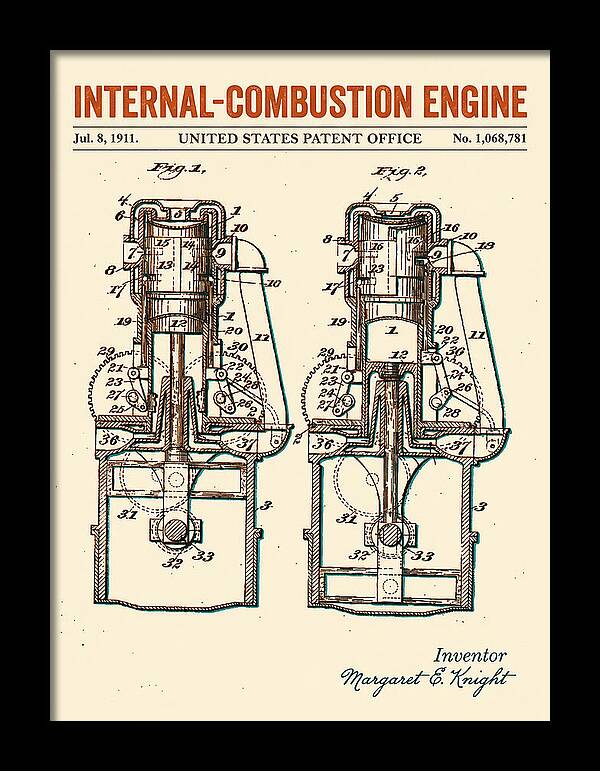 Internal Combustion Engine Margaret Knight Retro Patent Us1068781a