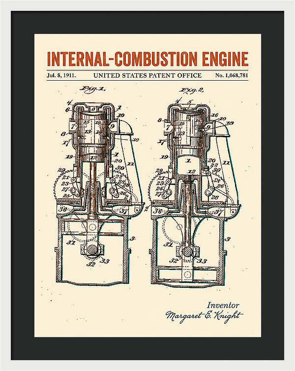 Internal Combustion Engine Margaret Knight Retro Patent Us1068781a