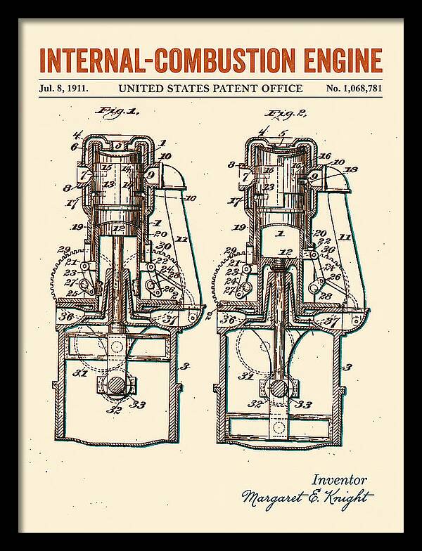 Internal Combustion Engine Margaret Knight Retro Patent Us1068781a