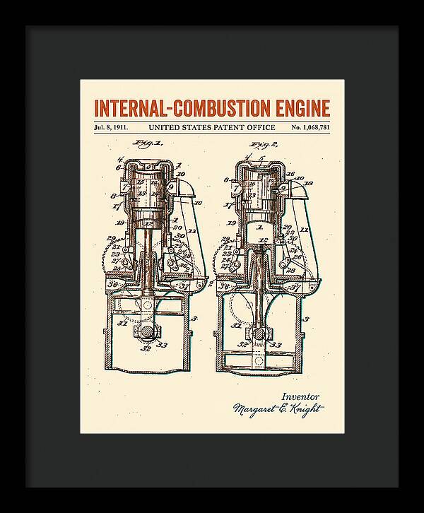 Internal Combustion Engine Margaret Knight Retro Patent Us1068781a