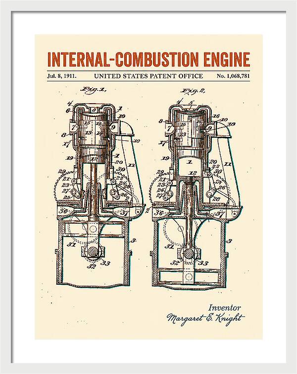 Internal Combustion Engine Margaret Knight Retro Patent Us1068781a