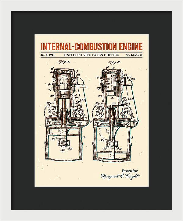 Internal Combustion Engine Margaret Knight Retro Patent Us1068781a