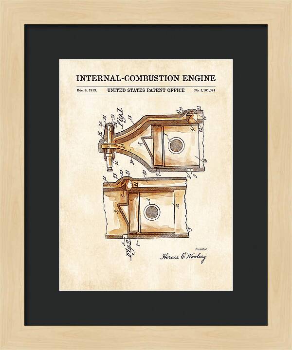 Internal Combustion Engine Watercolor Patent Us1101374a
