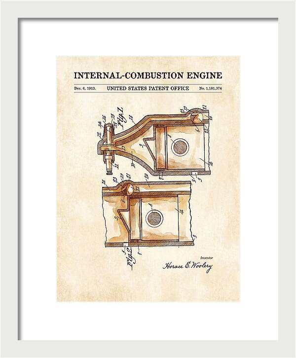 Internal Combustion Engine Watercolor Patent Us1101374a