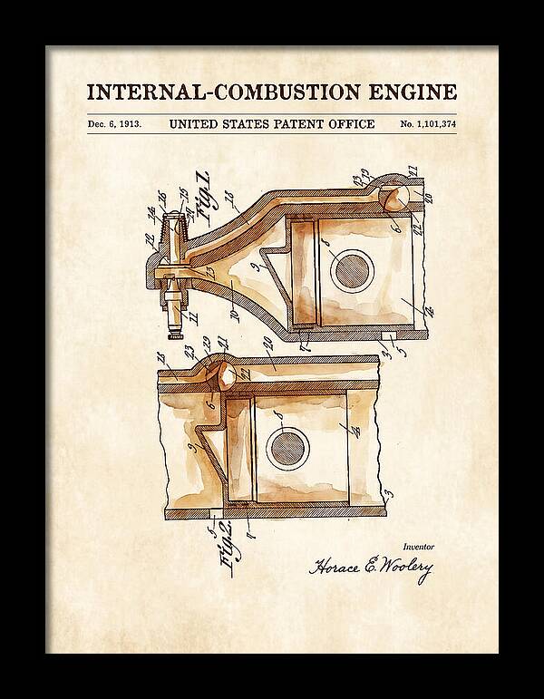Internal Combustion Engine Watercolor Patent Us1101374a