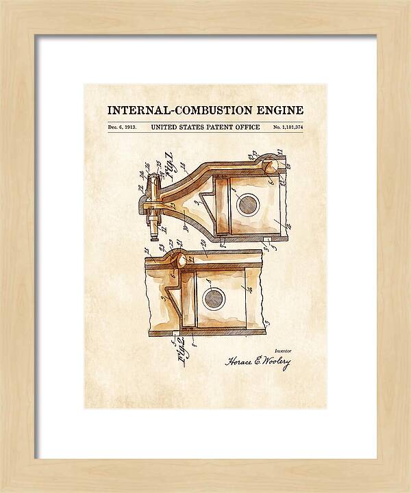 Internal Combustion Engine Watercolor Patent Us1101374a