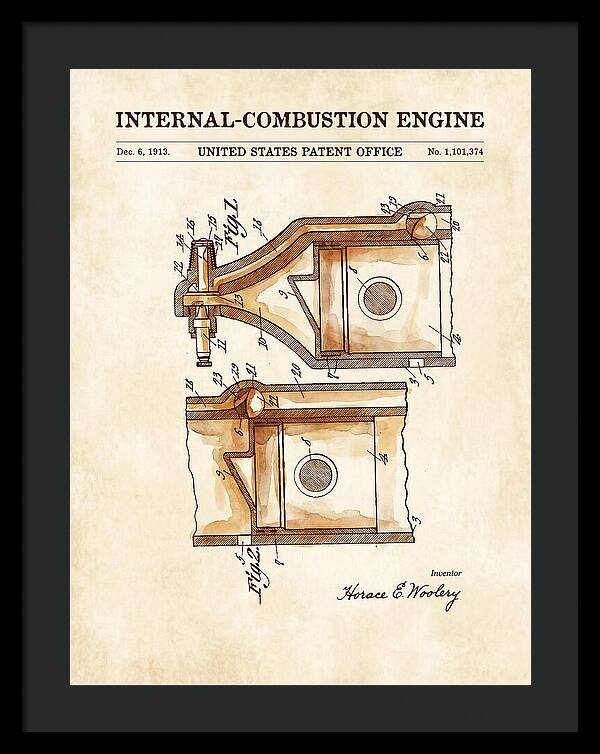 Internal Combustion Engine Watercolor Patent Us1101374a