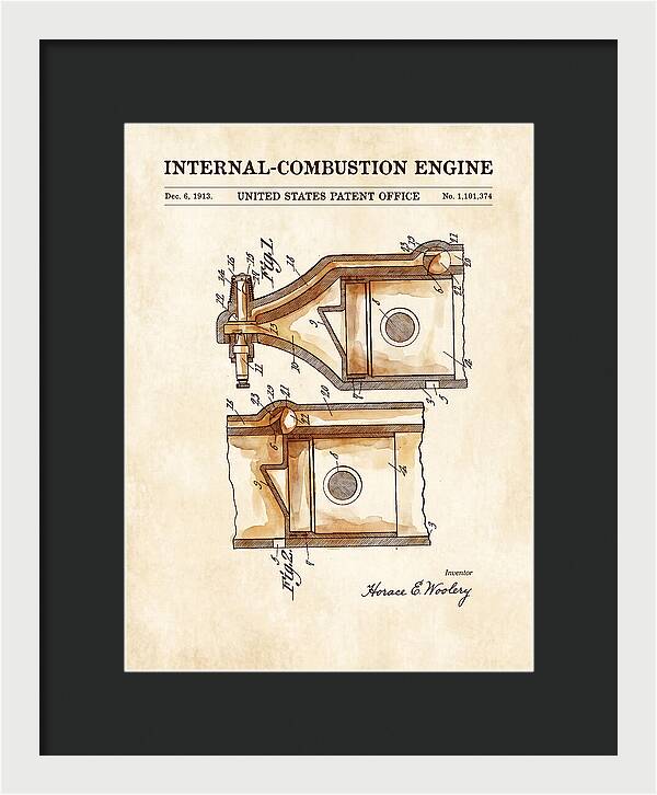 Internal Combustion Engine Watercolor Patent Us1101374a