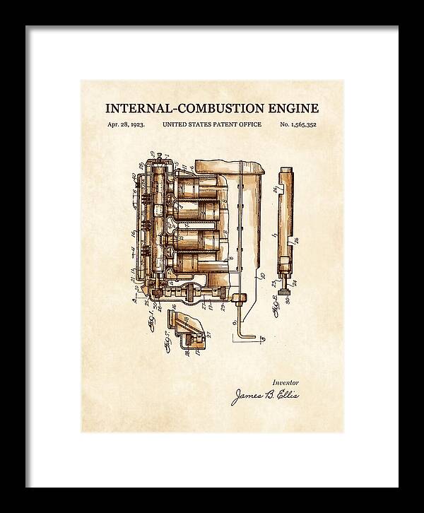 Internal Combustion Engine Watercolor Patent Us1565352a