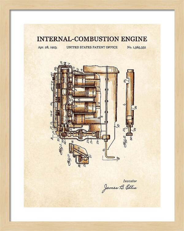 Internal Combustion Engine Watercolor Patent Us1565352a