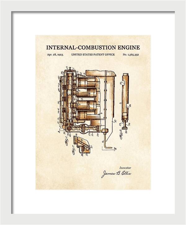 Internal Combustion Engine Watercolor Patent Us1565352a