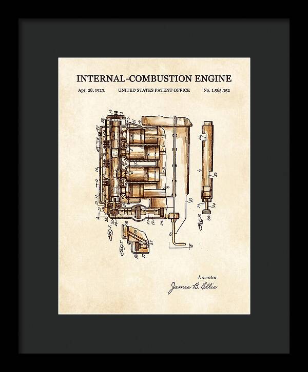Internal Combustion Engine Watercolor Patent Us1565352a