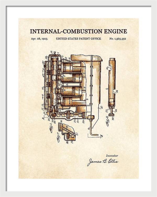 Internal Combustion Engine Watercolor Patent Us1565352a