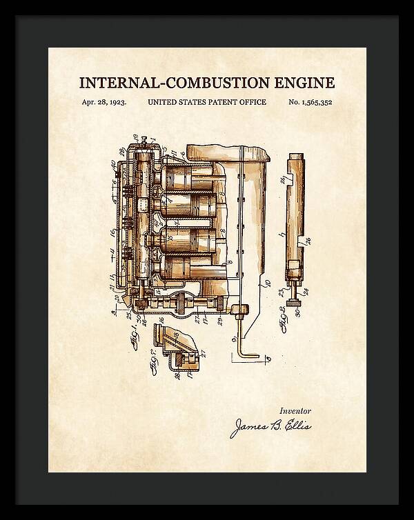 Internal Combustion Engine Watercolor Patent Us1565352a