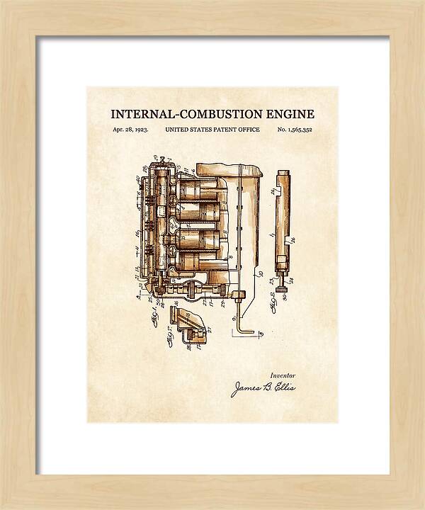Internal Combustion Engine Watercolor Patent Us1565352a