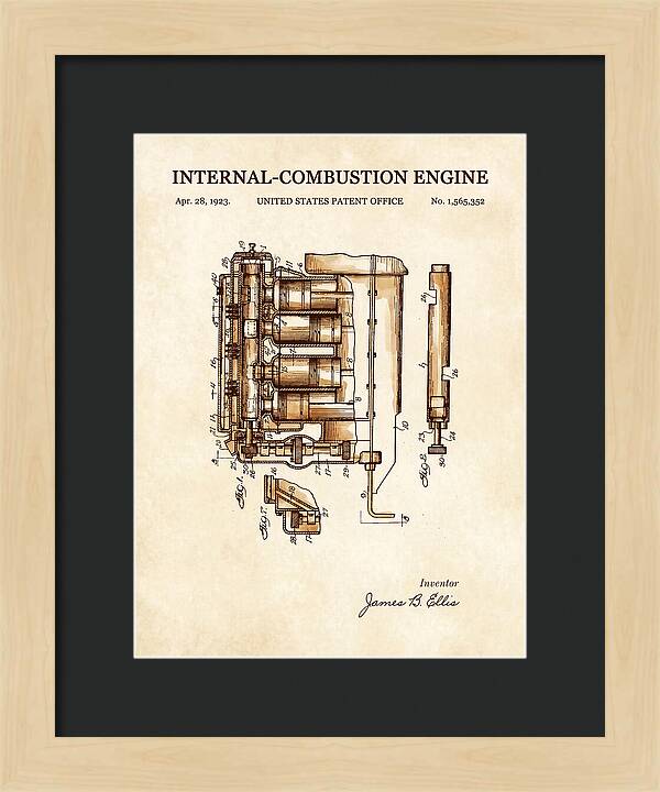 Internal Combustion Engine Watercolor Patent Us1565352a