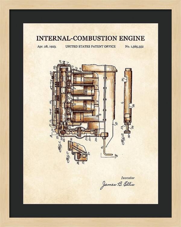 Internal Combustion Engine Watercolor Patent Us1565352a