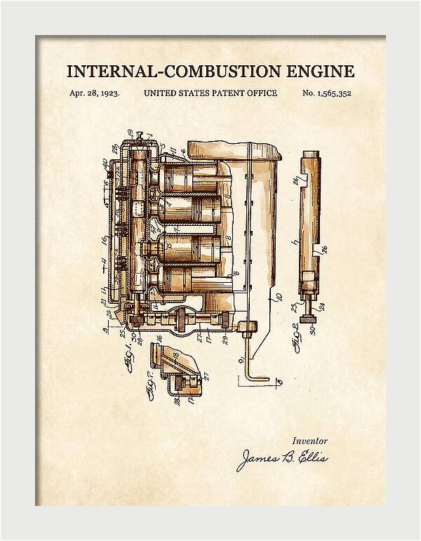 Internal Combustion Engine Watercolor Patent Us1565352a