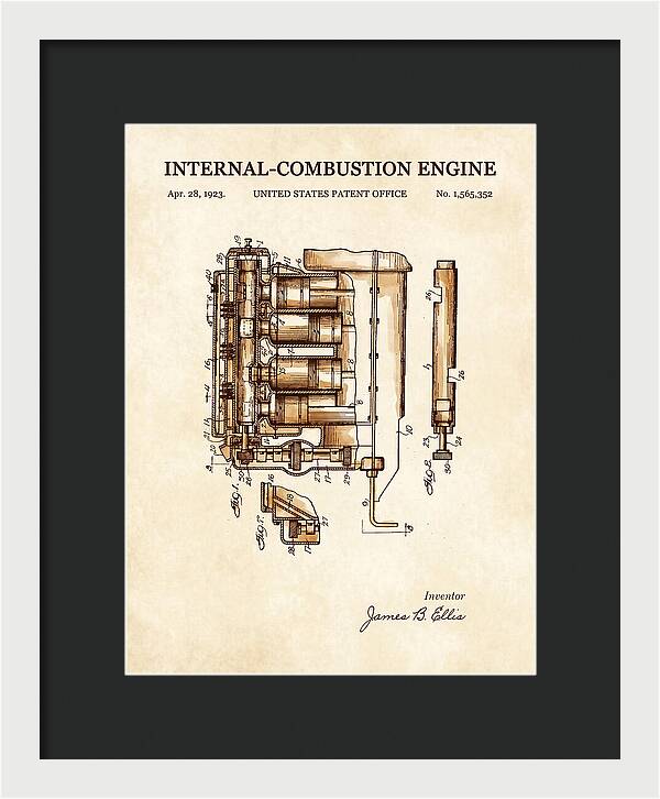 Internal Combustion Engine Watercolor Patent Us1565352a