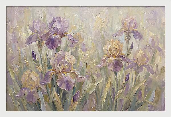 Iris Blossoms In Purple And Gold