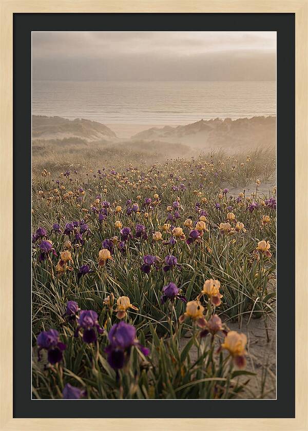 Iris Field In Deep Purple And Gold