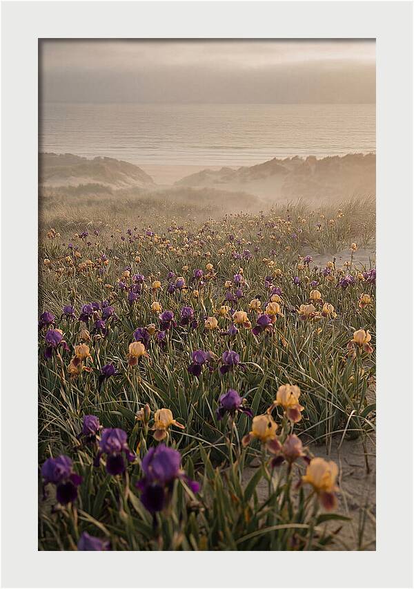 Iris Field In Deep Purple And Gold