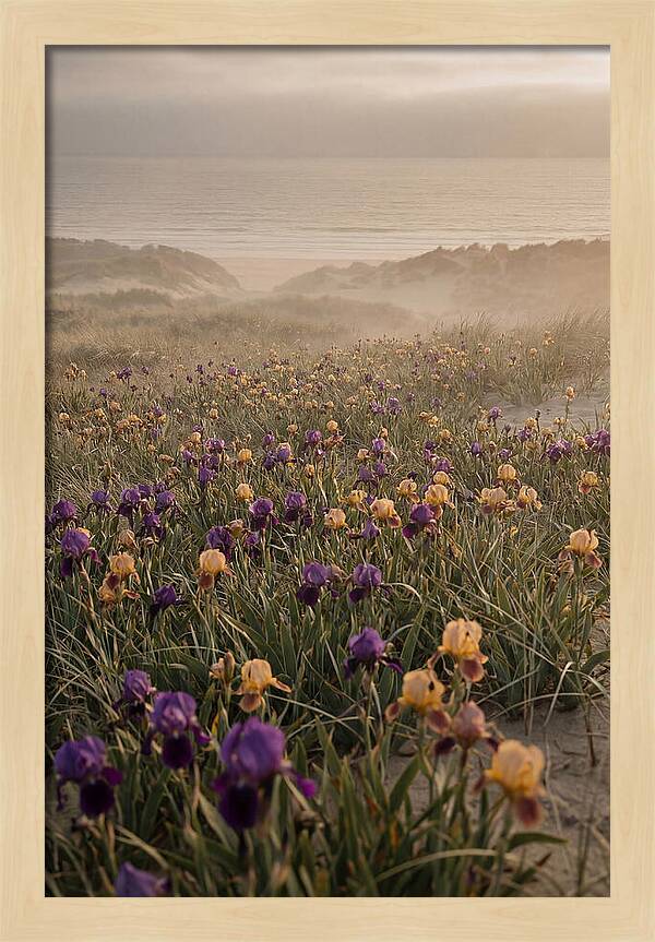 Iris Field In Deep Purple And Gold