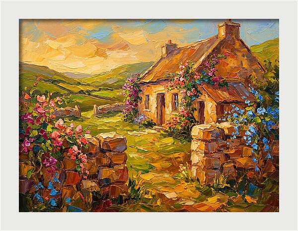 Irish Landscape With Cottage