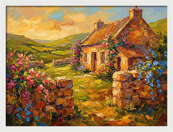 Irish Landscape With Cottage