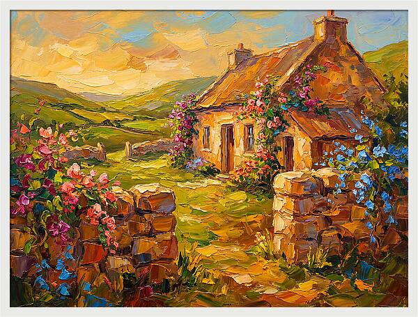 Irish Landscape With Cottage