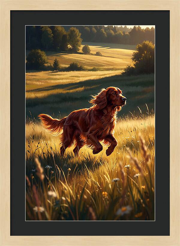 Irish Setter In Golden Fields